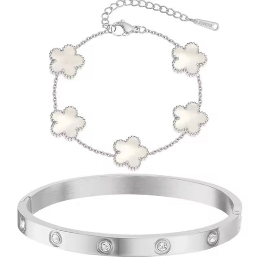 Clover stack *White & Silver* (PRE-ORDER)