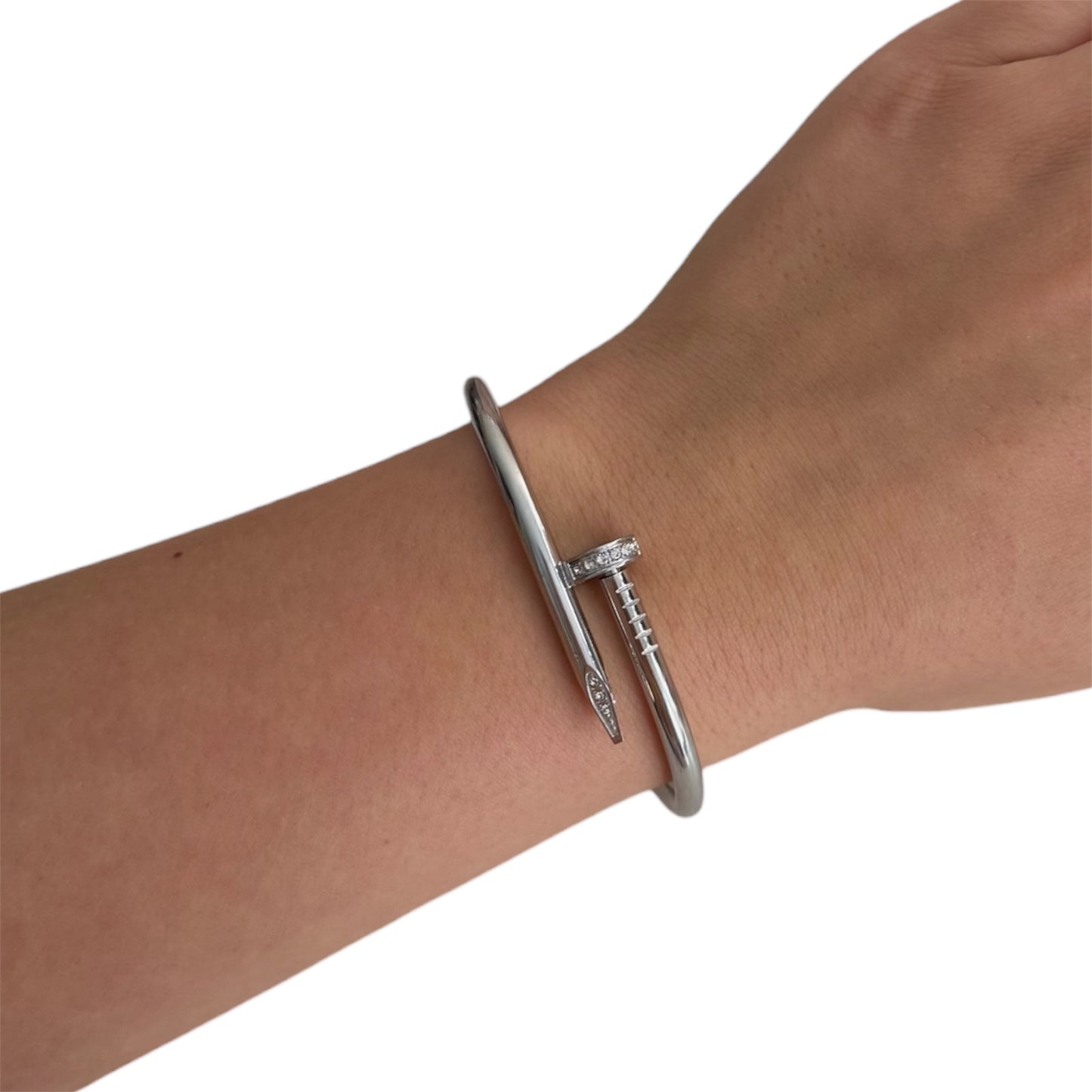 The Silver “Camilla” Diamond Top Bangle