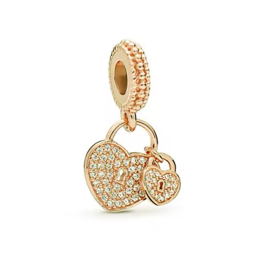 Double heart & lock charm (PRE-ORDER)