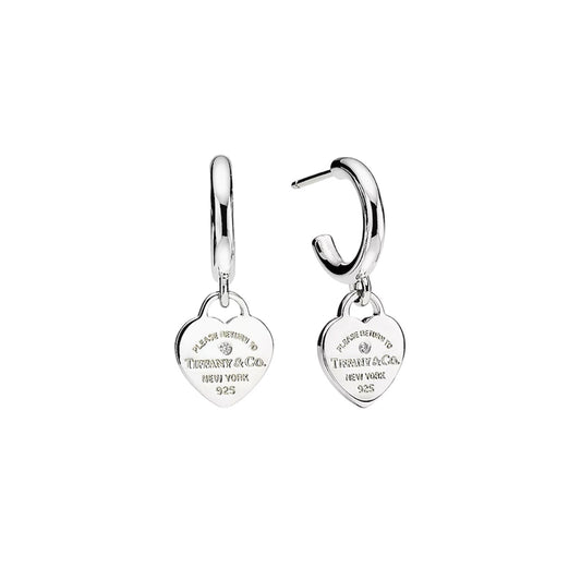 T diamond heart hoops