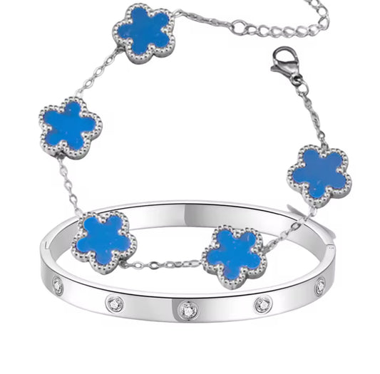 Silver/Blue clover stack (PRE-ORDER)