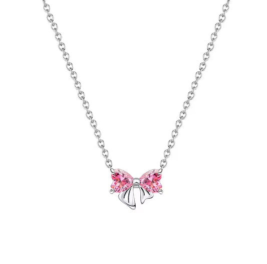 Pink dangle bow necklace (PRE-ORDER)