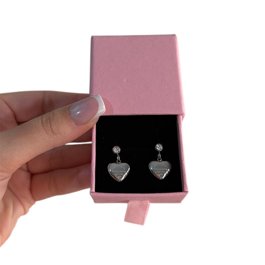 The Silver “Talia” Heart Drop Earrings