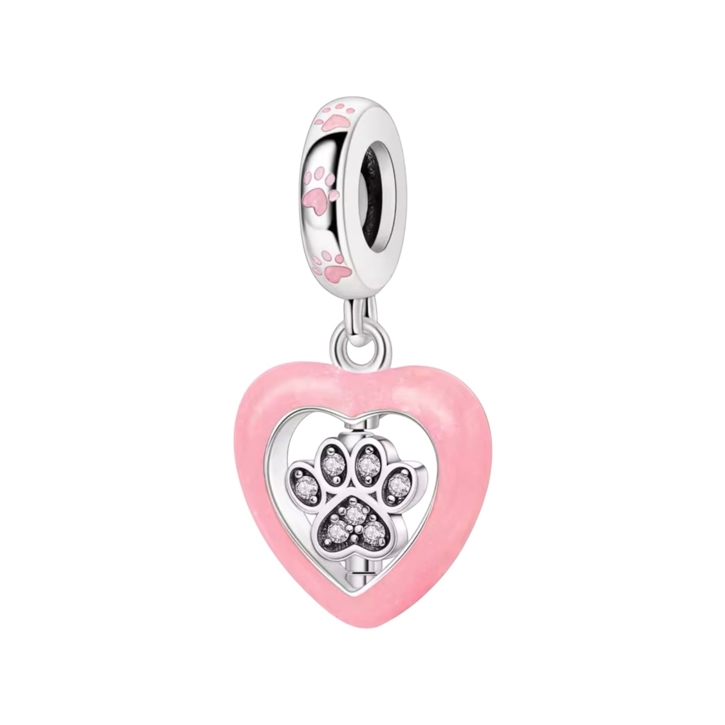 Pink Paw Print Dangle Charm
