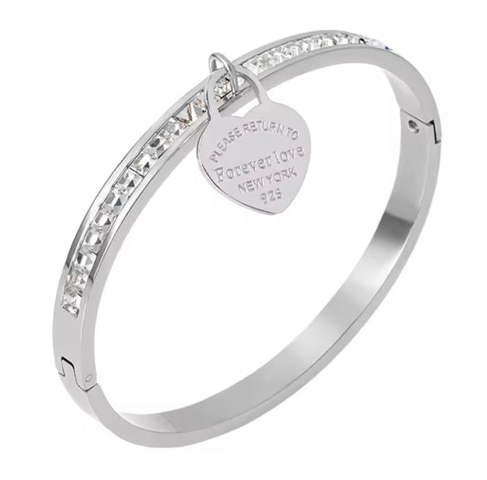 Forever love silver diamond bangle (PRE-ORDER)