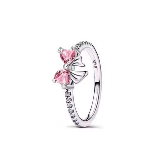 Pink Dangle Bow Ring