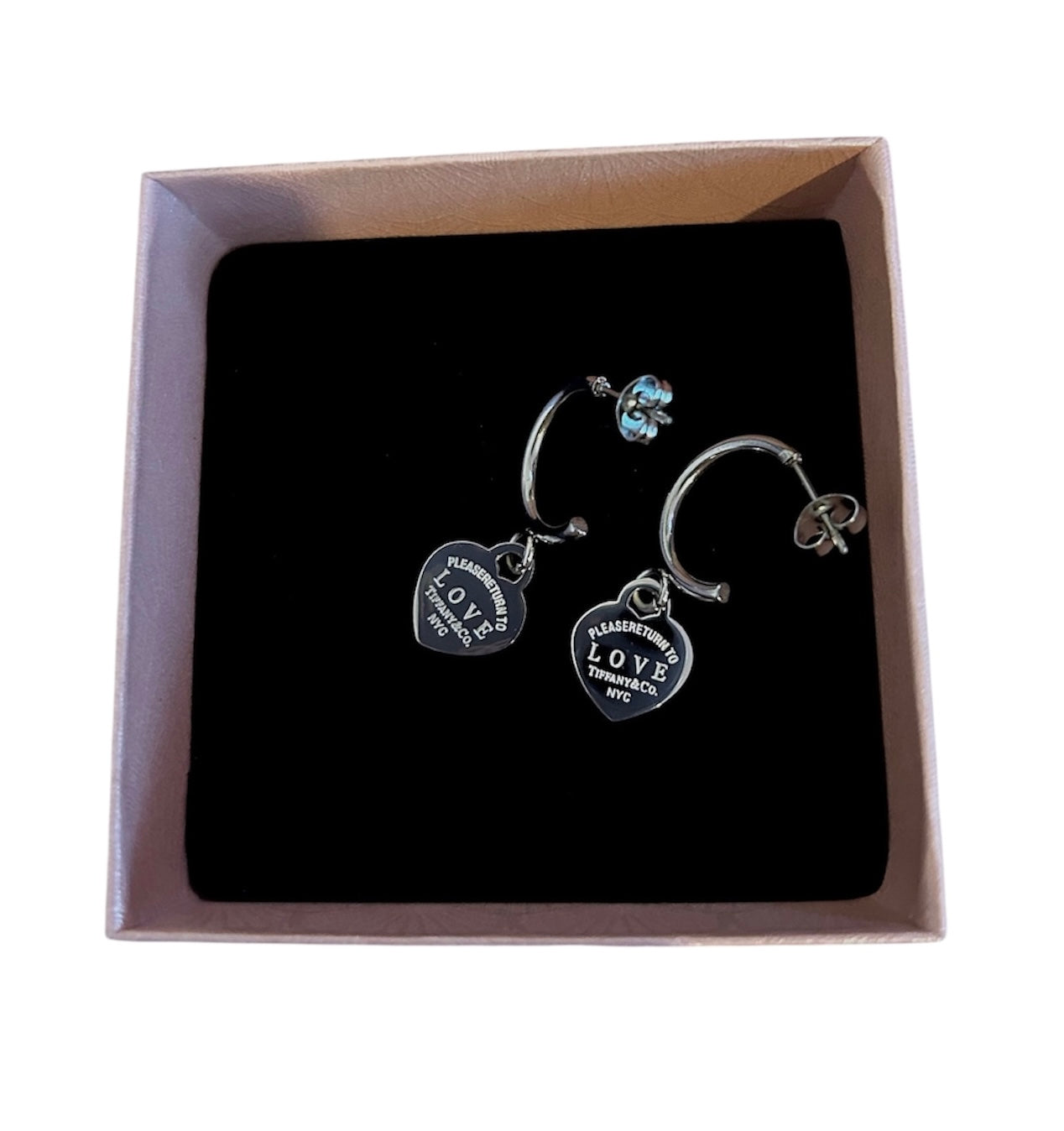 Red T stud hoops