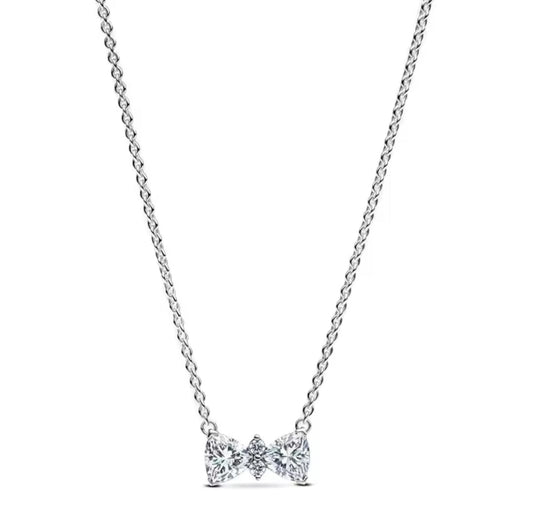 Silver Butterfly Bow Necklace
