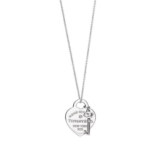 T heart & key necklace
