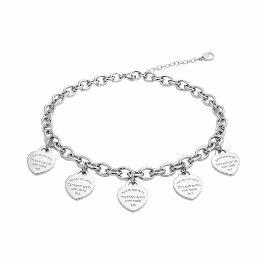 The Silver Dangle Hearts “Talia” Bracelet
