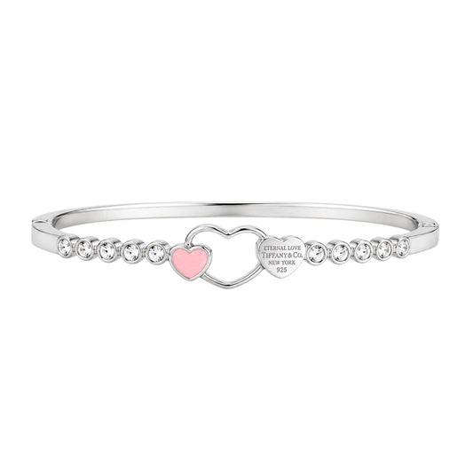 The Silver Diamond Triple Heart “Talia” Bangle