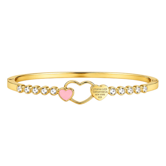 The Gold Diamond Triple Heart “Talia” Bangle
