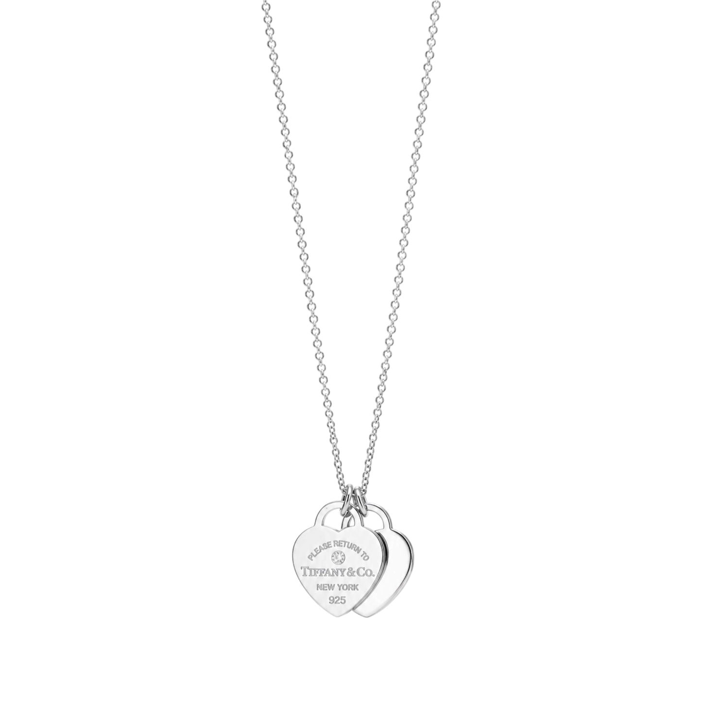 The Silver Diamond Double Heart “Talia” Necklace
