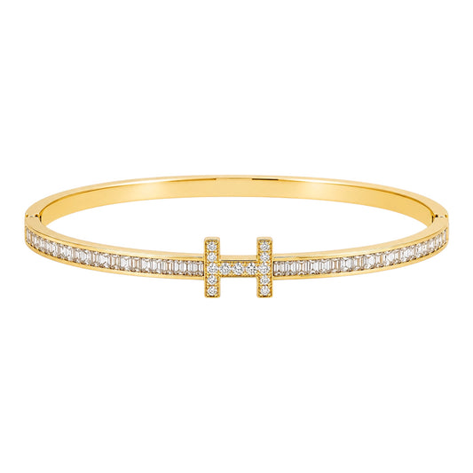 The Gold Diamond H Bangle