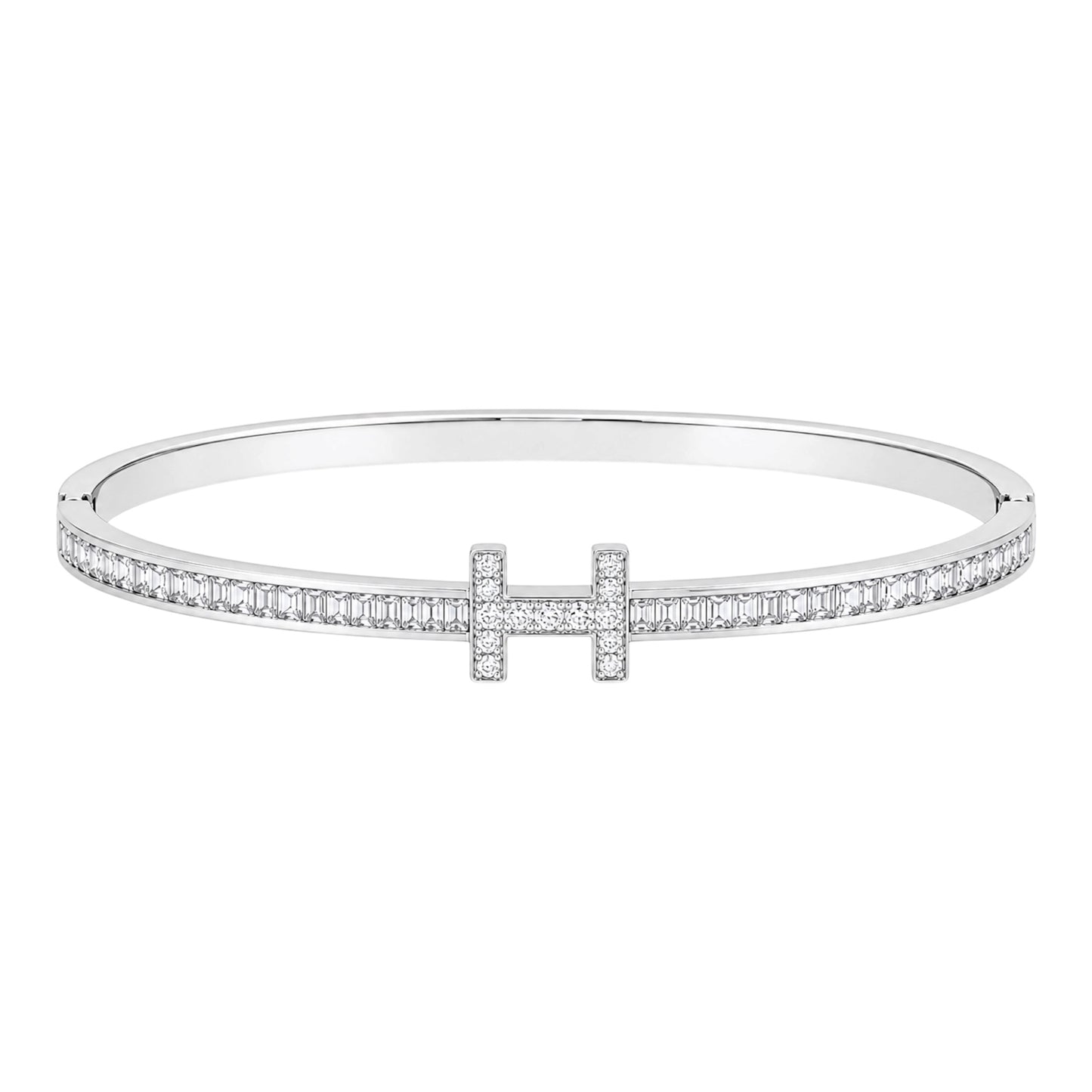 The Silver Diamond H Bangle