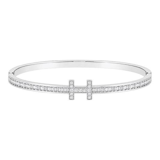 The Silver Diamond H Bangle