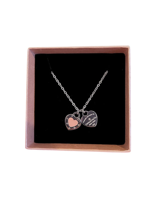 T pink stud necklace