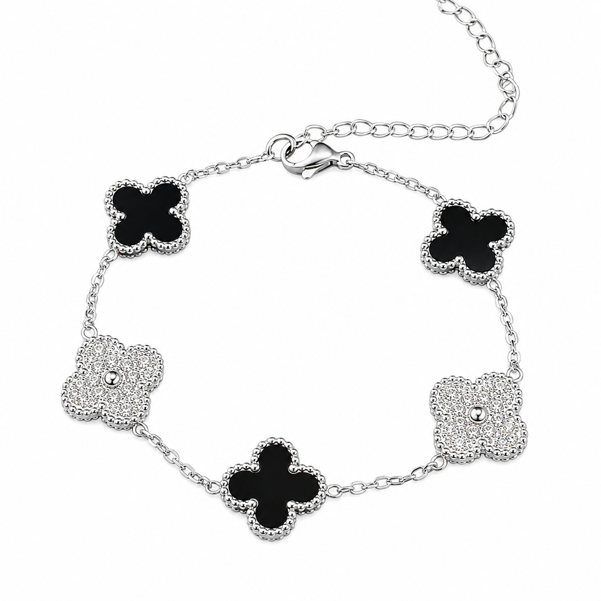 The “Midnight Bloom” Clover Bracelet