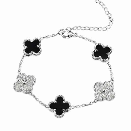 The “Midnight Bloom” Clover Bracelet