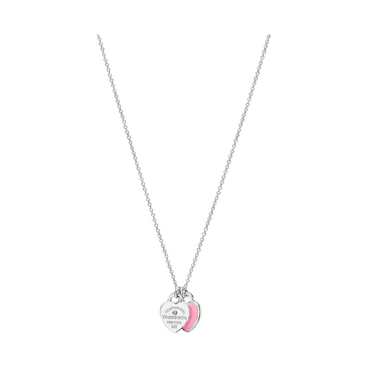T pink double heart necklace