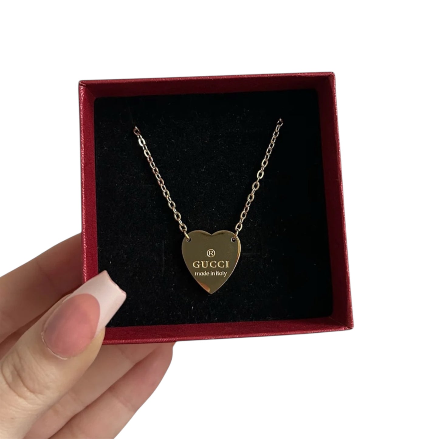 Gold G heart necklace
