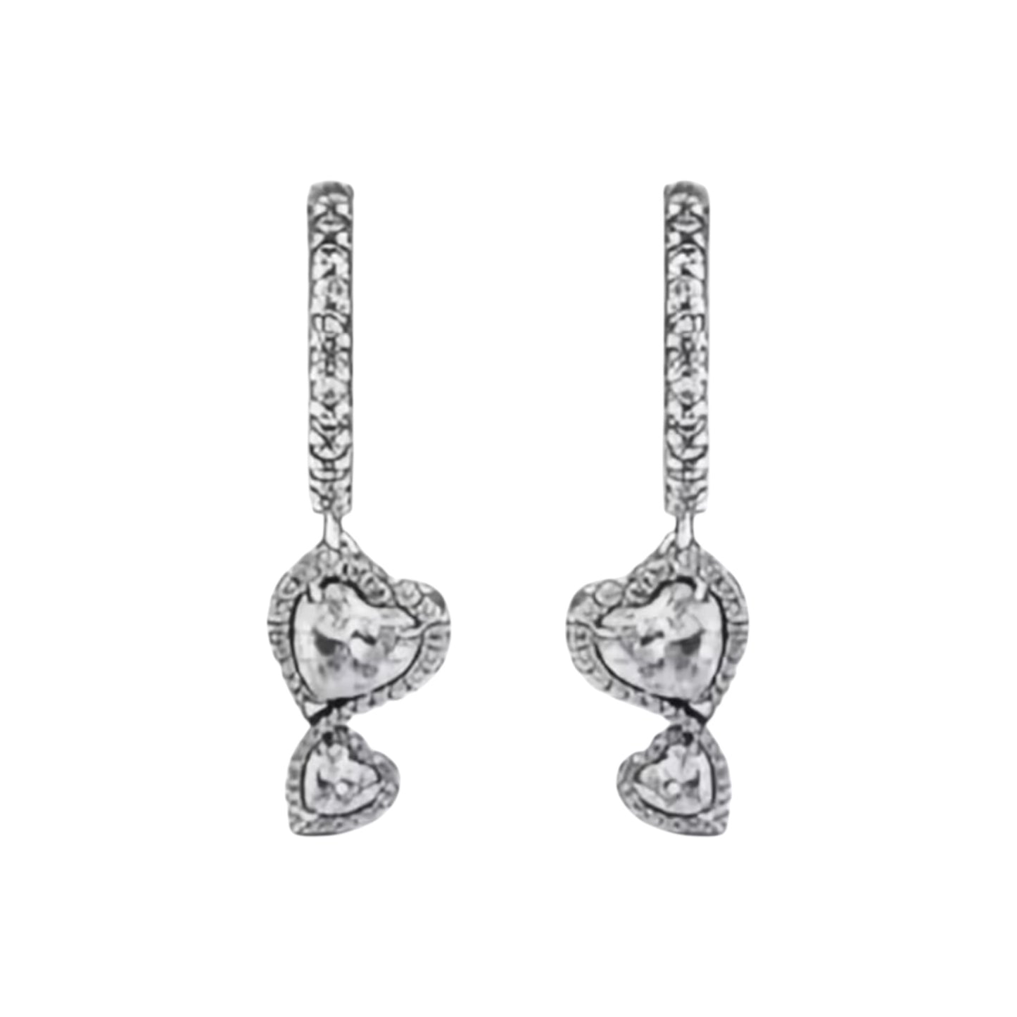 Silver Double Heart Huggies (PRE-ORDER)