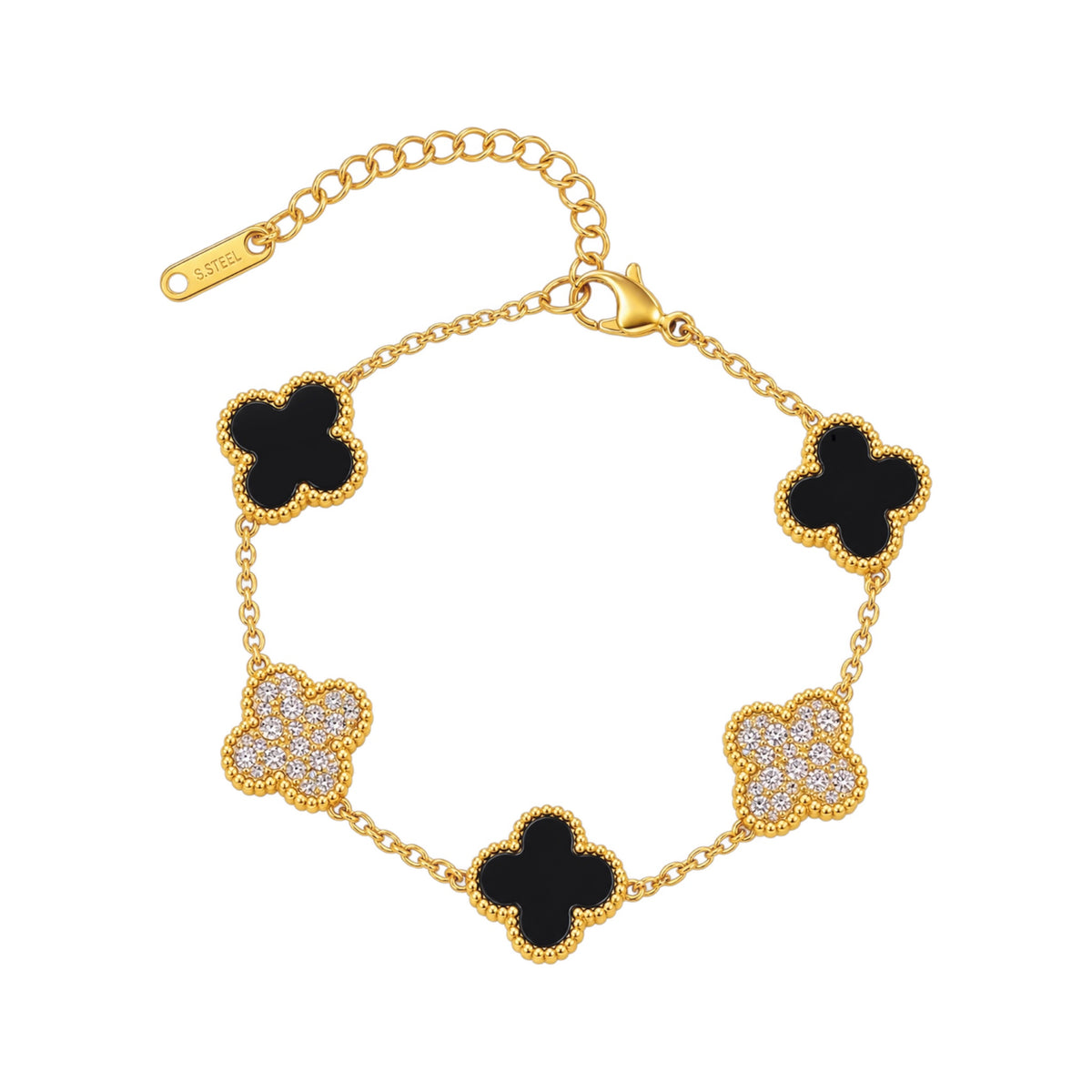 The Black Diamonte Clover Bracelet