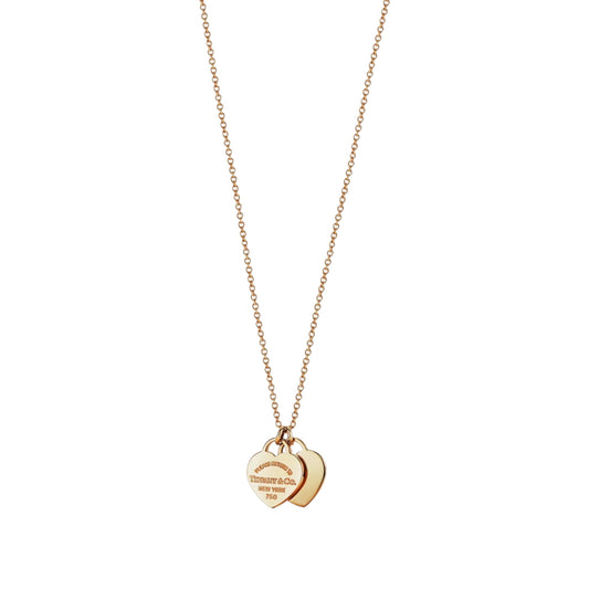 T Heart Double Gold Heart Necklace