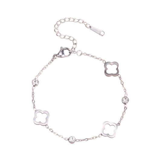 Silver Hollow Clover Bracelet