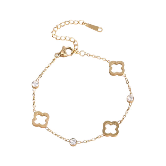 Gold Hollow Clover Bracelet