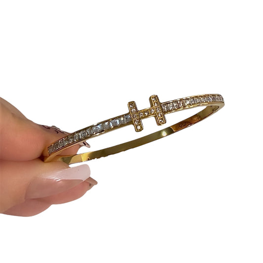 The Gold Diamond H Bangle