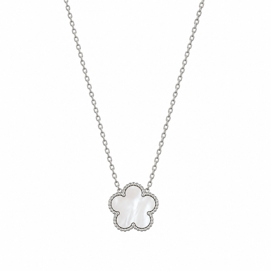 The Silver “Snow” Clover Necklace