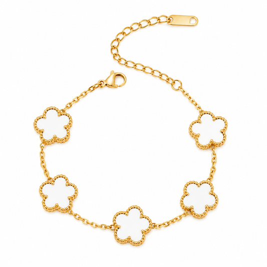 The Gold “Snow” Clover Bracelet