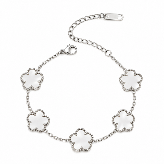 The Silver “Snow” Clover Bracelet