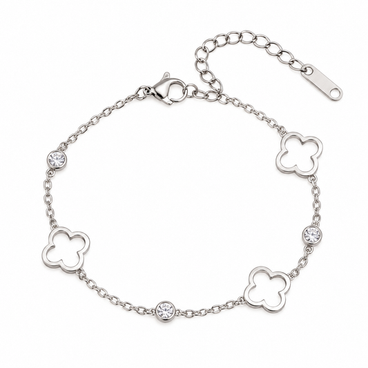 The Silver Hollow Clover Bracelet