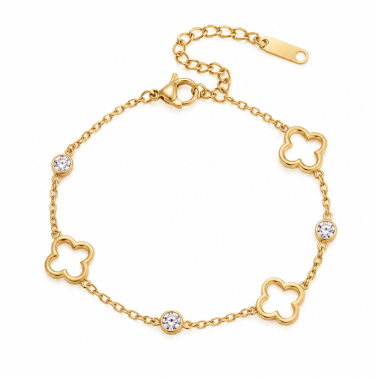 The Gold Hollow Clover Bracelet