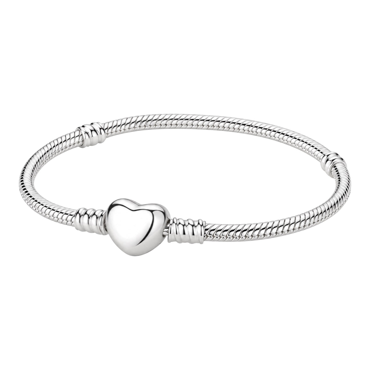 The Silver “Plain Heart” Charm Bracelet