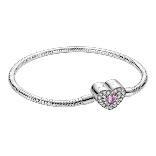 The Pink “Diamond Heart” Charm Bracelet