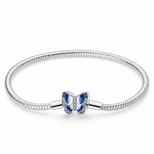 The “Blue Sparkle” Butterfly Charm Bracelet