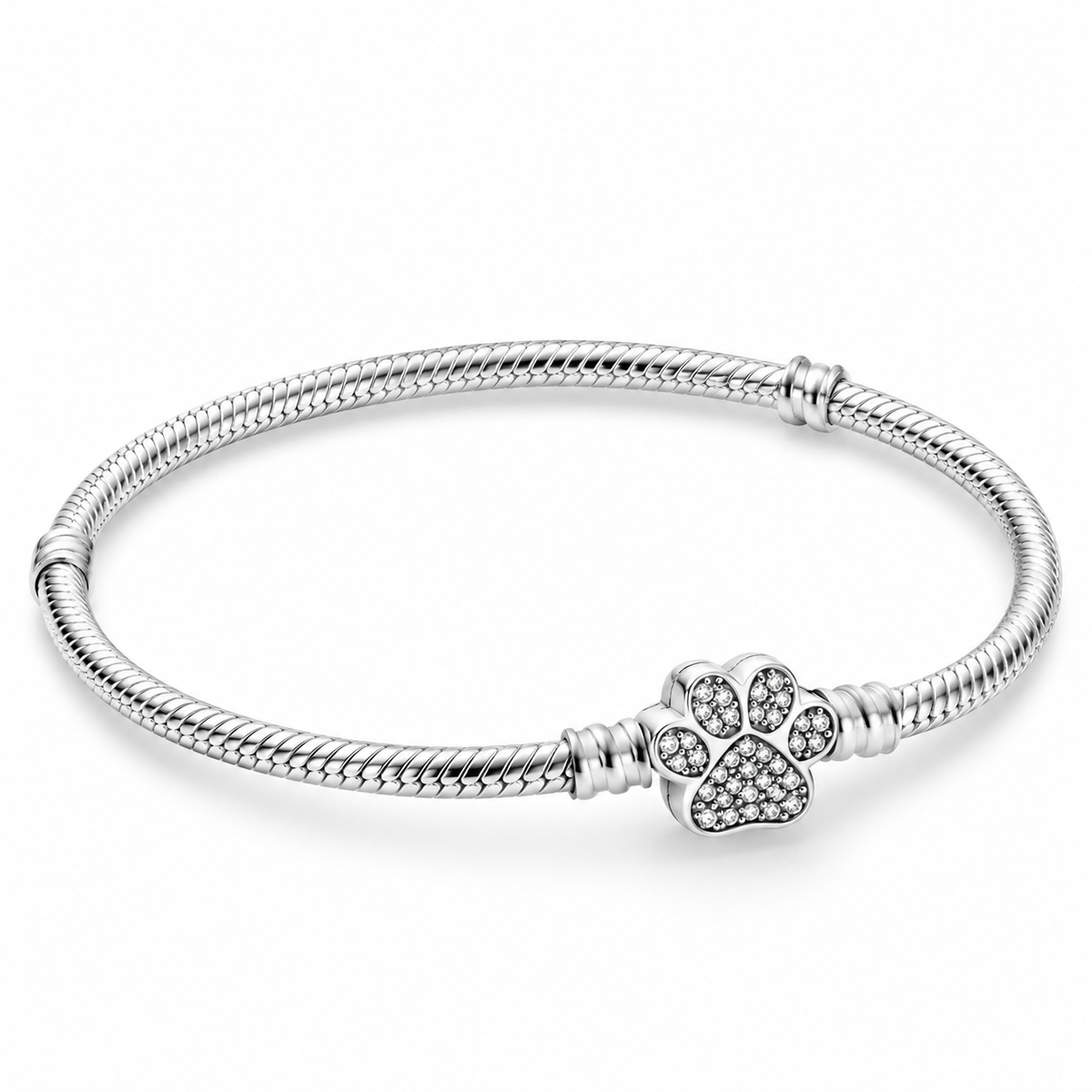 The Silver Diamond “Paw Print” Charm Bracelet