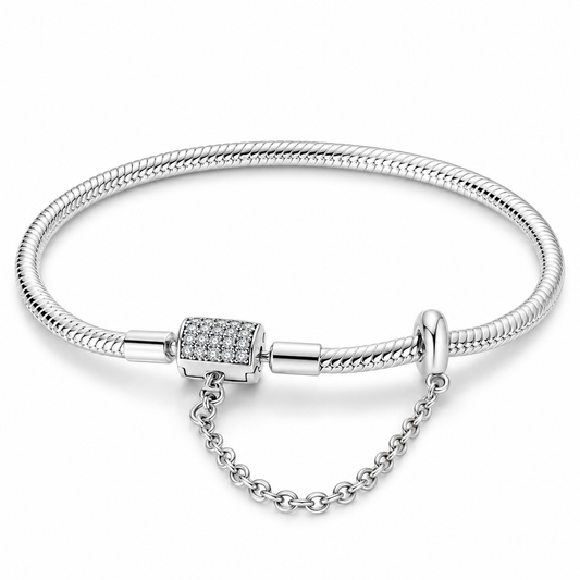 The Silver “Diamond Barrel” Charm Bracelet