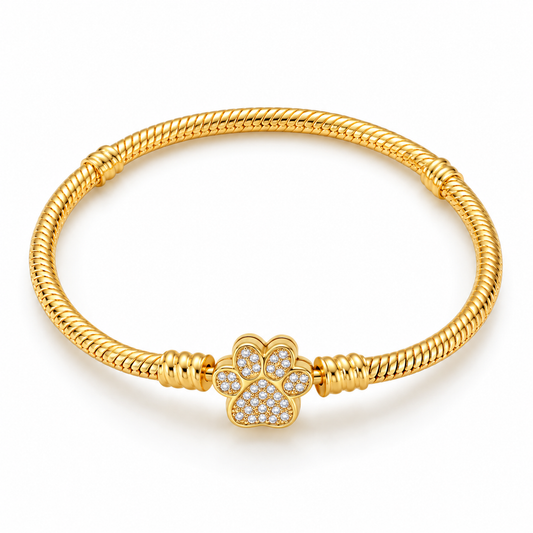 The Gold Diamond “Paw Print” Charm Bracelet