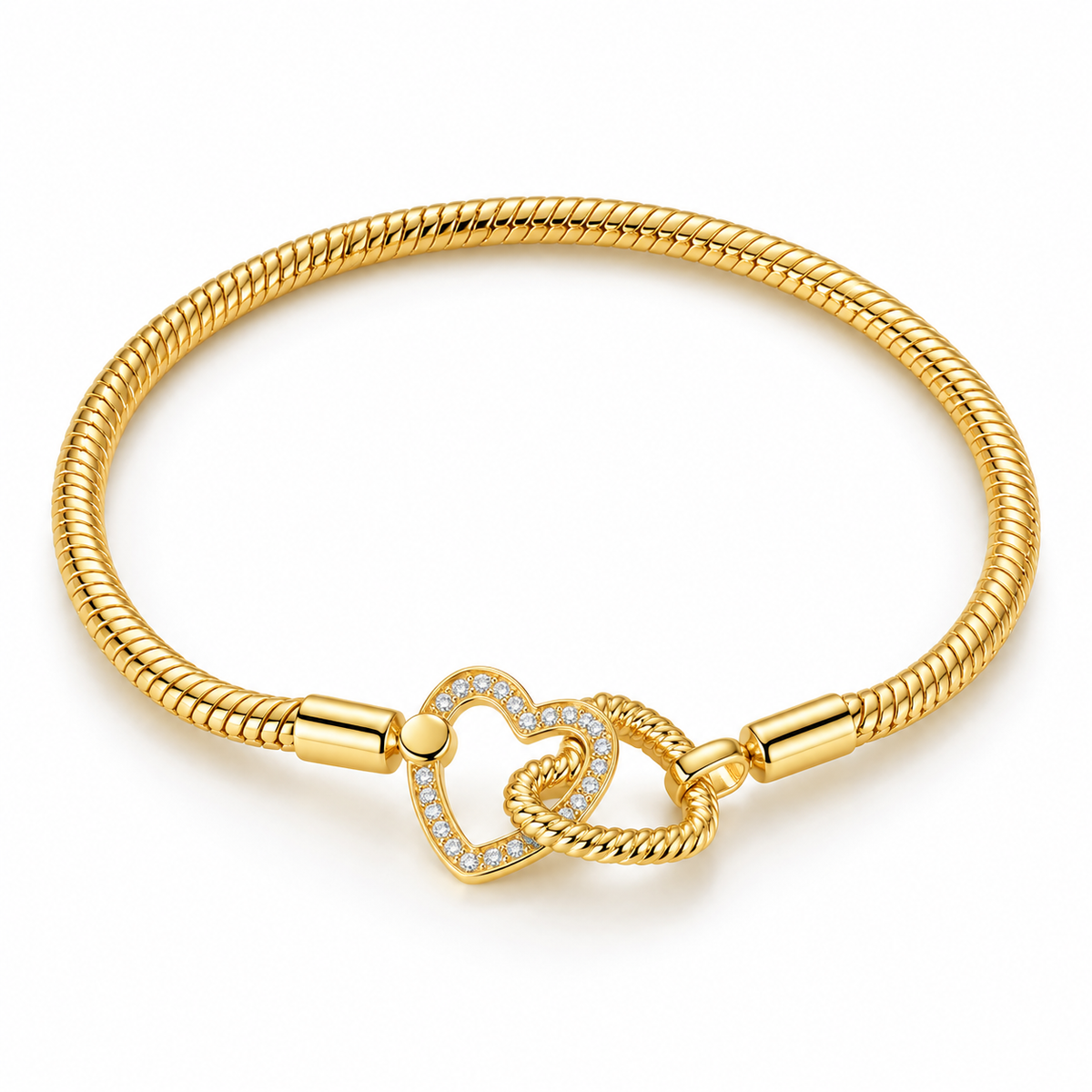 The Gold “Interlocking Heart” Charm Bracelet