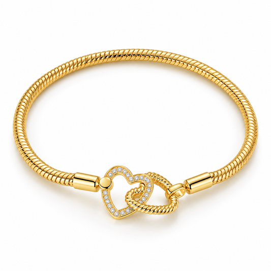 The Gold “Interlocking Heart” Charm Bracelet