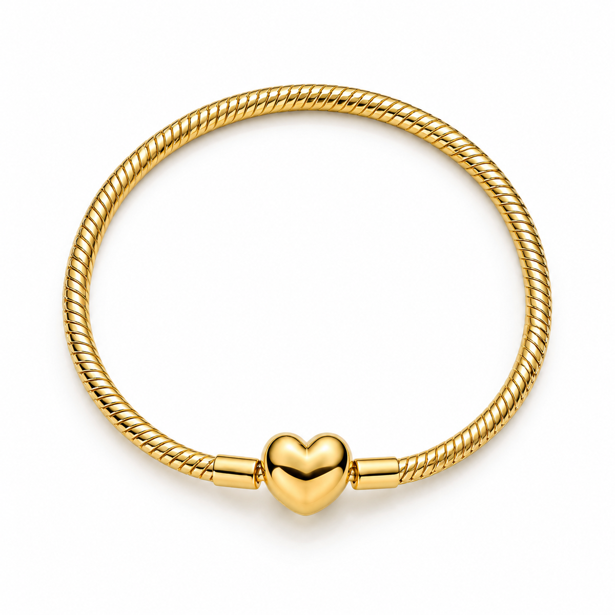 The Gold “Plain Heart” Charm Bracelet
