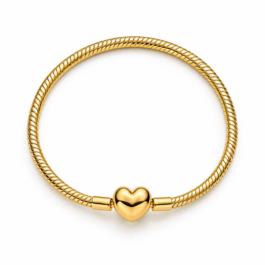 The Gold “Plain Heart” Charm Bracelet