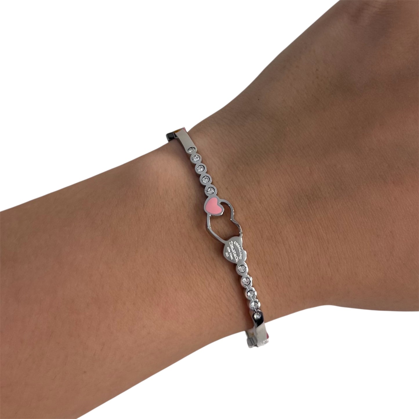 The Silver Diamond Triple Heart “Talia” Bangle